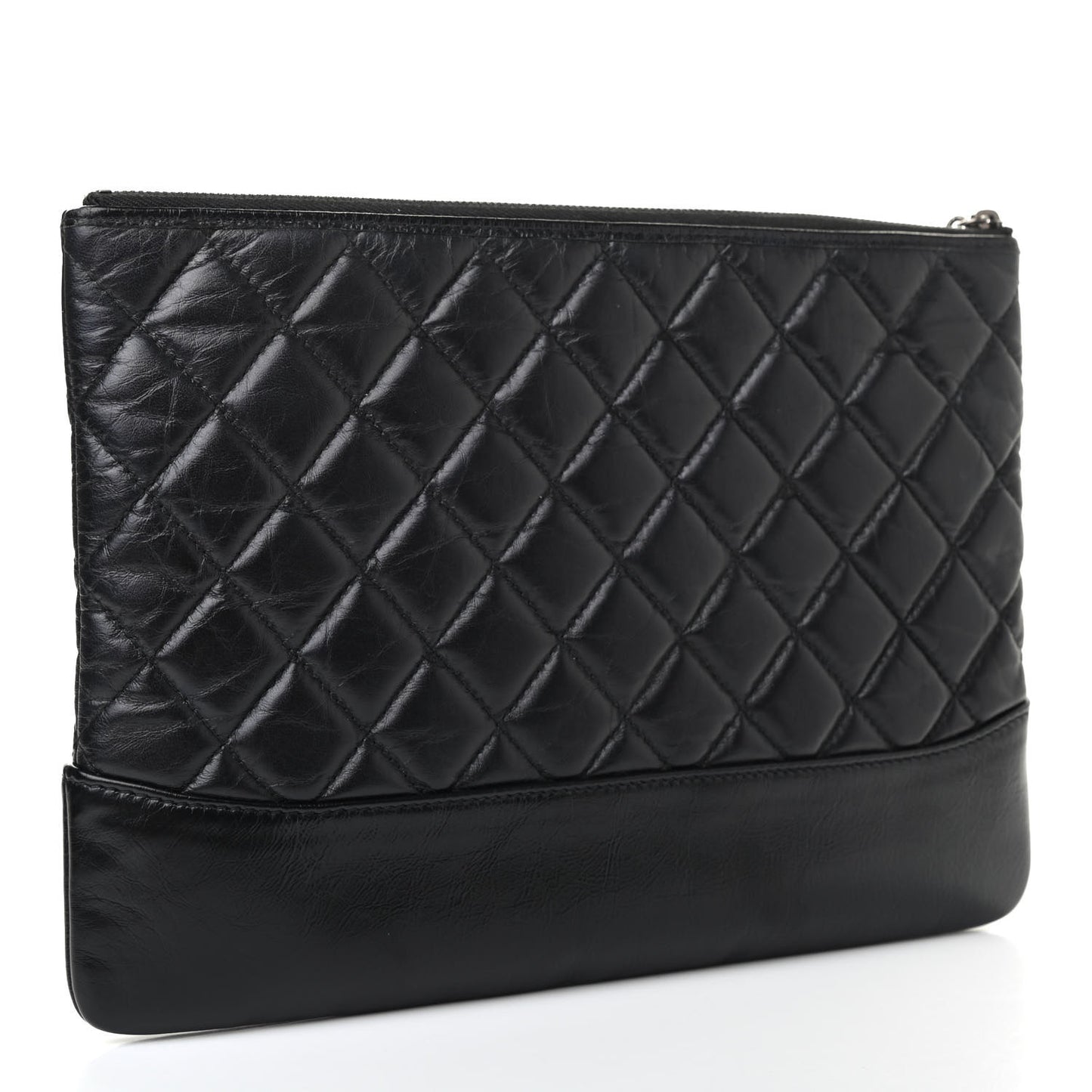 Aged Calfskin Quilted Medium Gabrielle Cosmetic Case Black