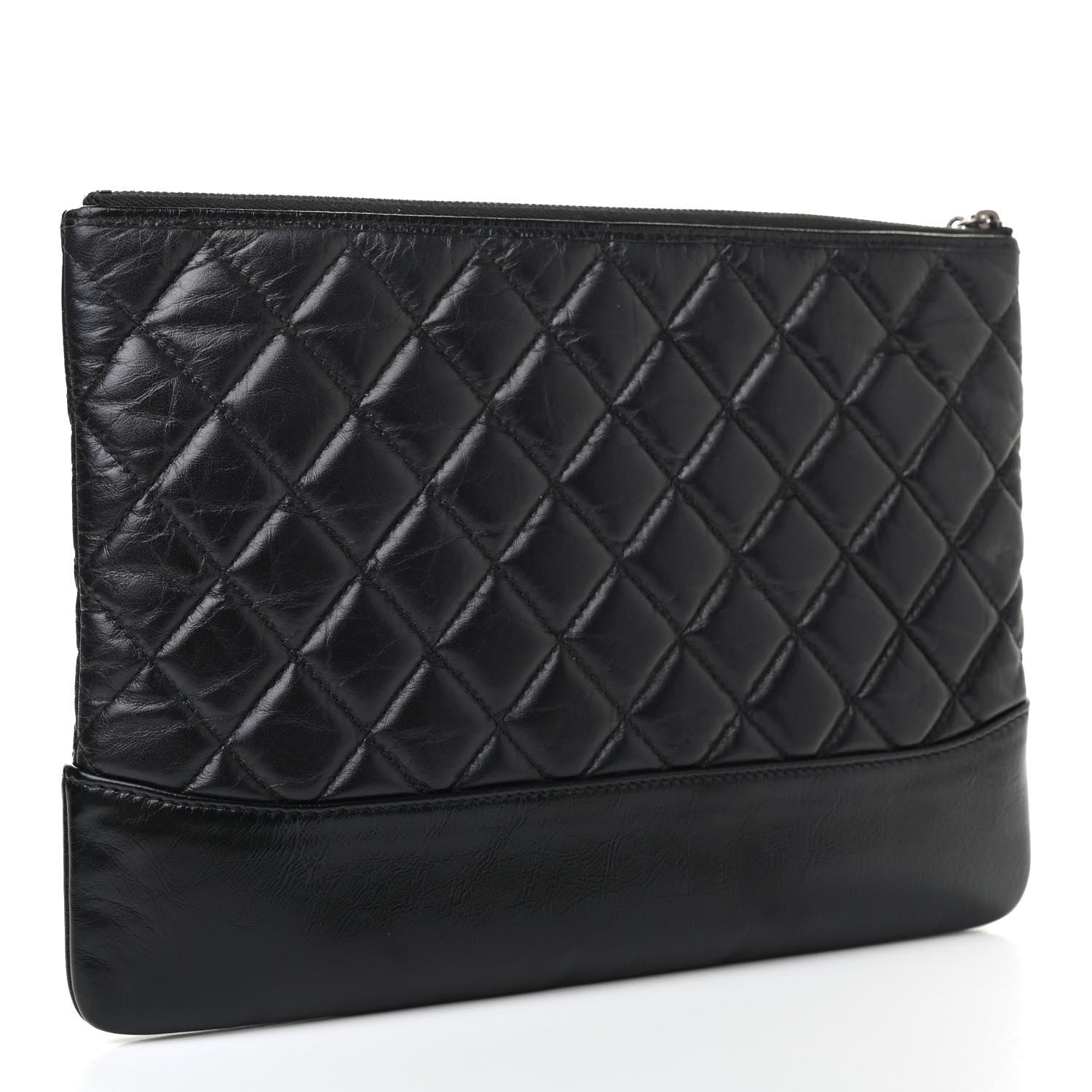 Chanel Aged Calfskin Quilted Medium Gabrielle Cosmetic Case Black 2 of 4