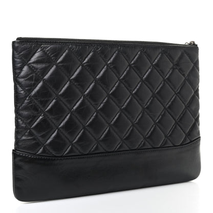Chanel Aged Calfskin Quilted Medium Gabrielle Cosmetic Case Black 2 of 4