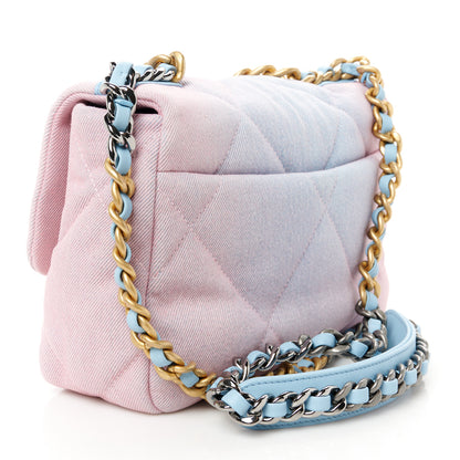 Chanel Denim Quilted Medium Chanel 19 Flap Blue Pink 3 of 10