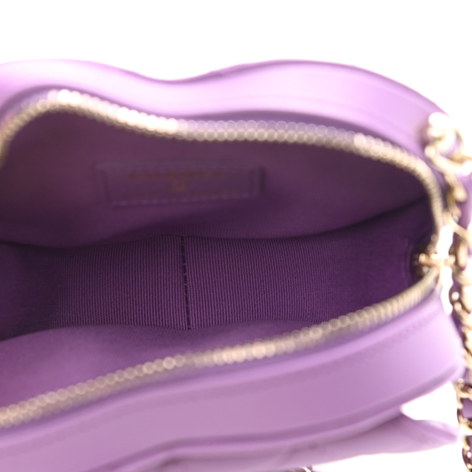 Chanel Lambskin Quilted CC In Love Heart Clutch With Chain Purple 5 of 11