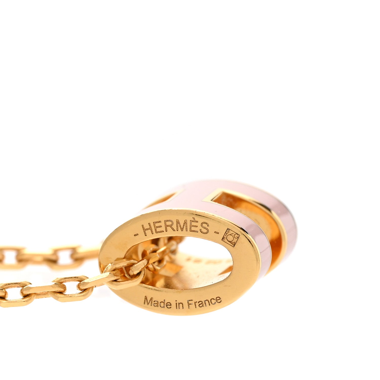 Hermes Lacquered Gold Mini Pop H Pendant Necklace Rose Dragee 4 of 6