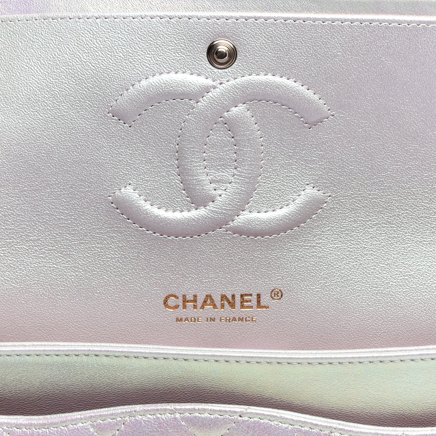 Chanel Iridescent Lambskin Quilted Medium Double Flap Ivory 8 of 11