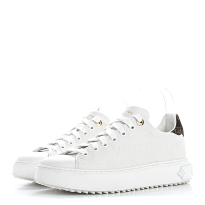 Louis Vuitton Lambskin Embossed Monogram Time Out Sneakers 39 White 4 of 13