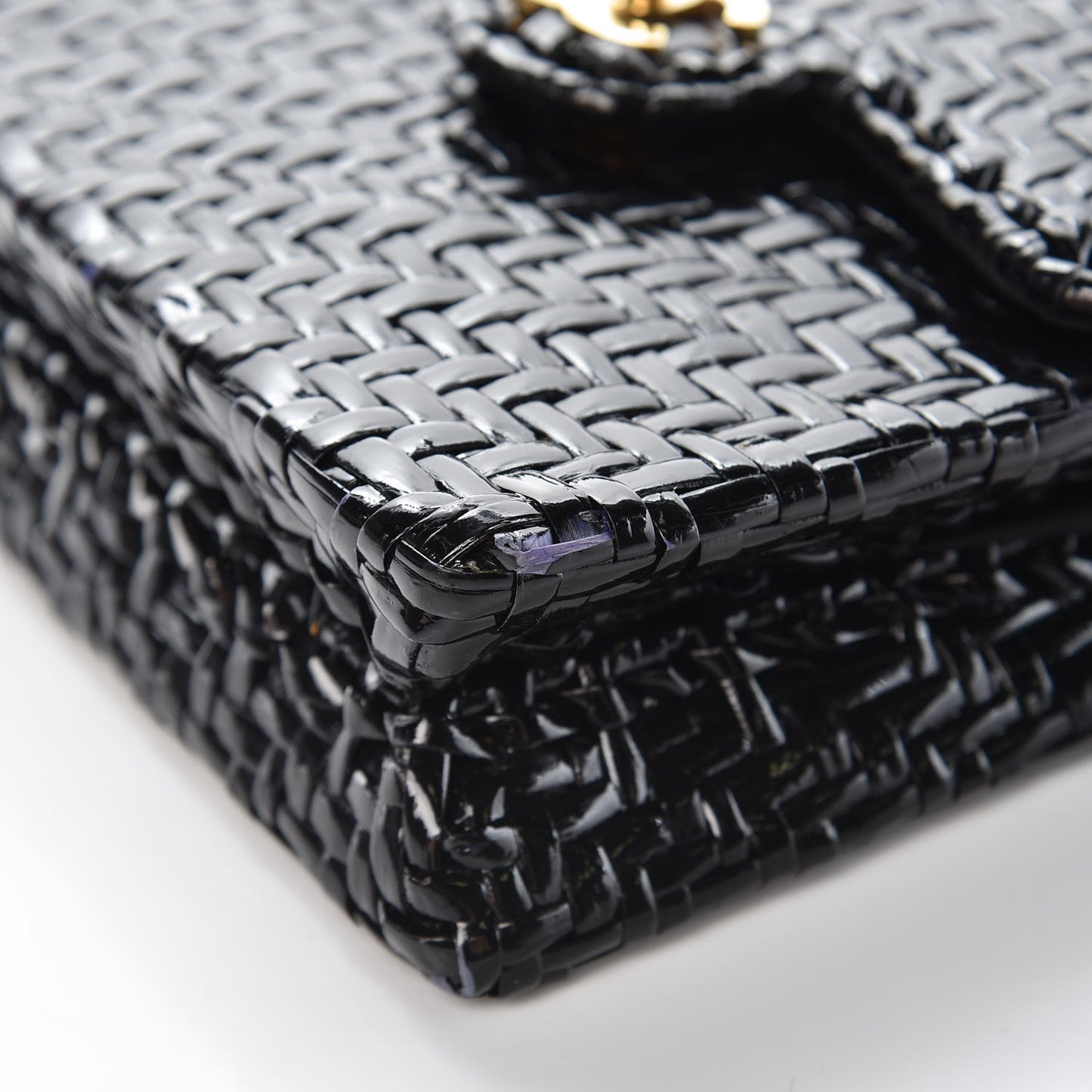 Patent Woven Mini Flap Black