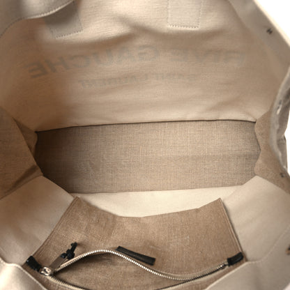 Saint Laurent Linen Calfskin Rive Gauche Tote Optic White 5 of 10