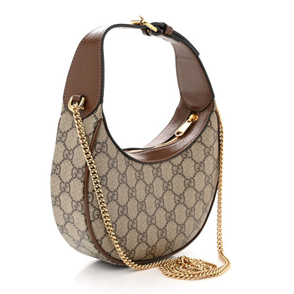 Gucci GG Supreme Monogram Azalea Calfskin Mini Retro Interlocking G Half Moon Bag Beige Ebony Brown Sugar 3 of 11