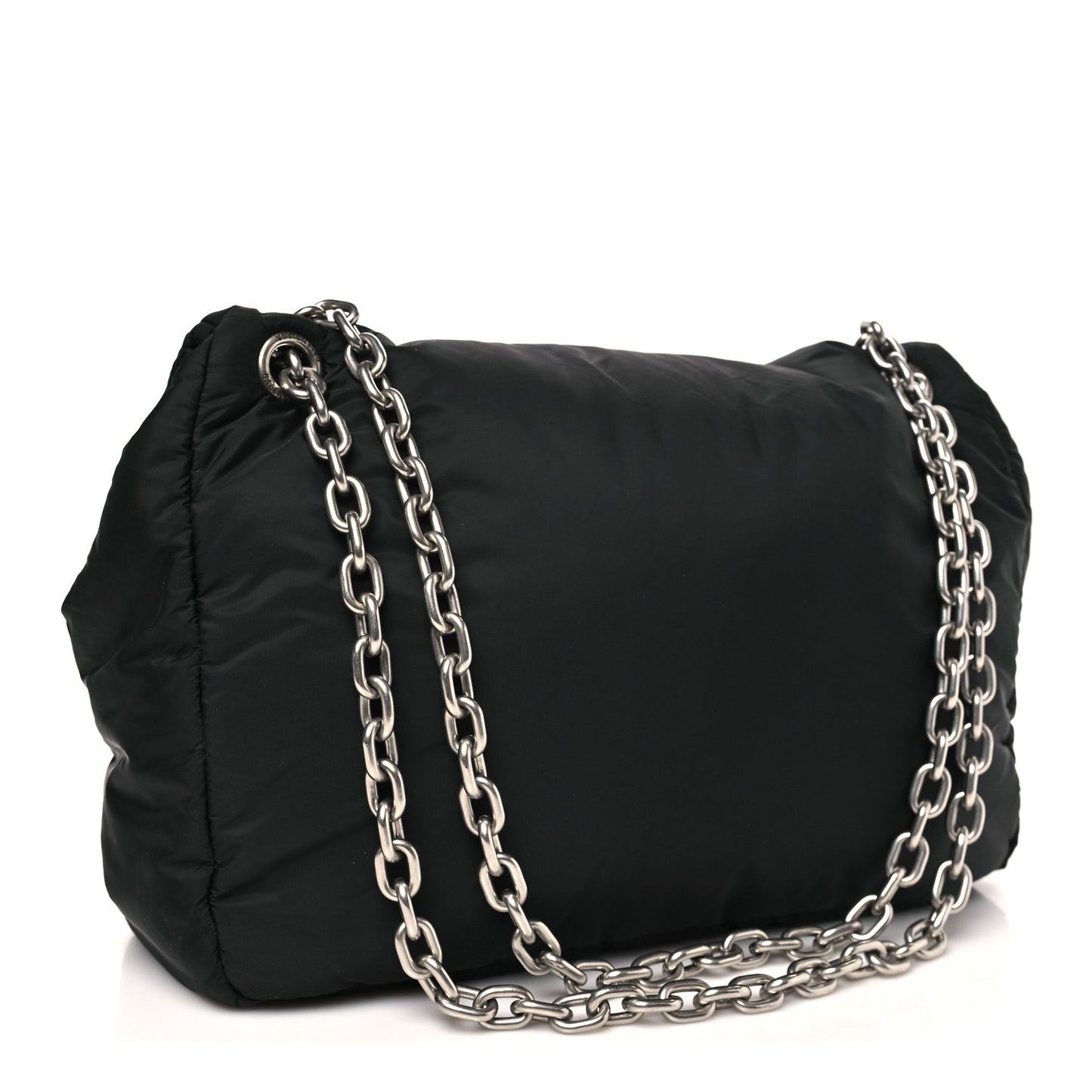 Nylon Medium Monaco Chain Shoulder Bag Black