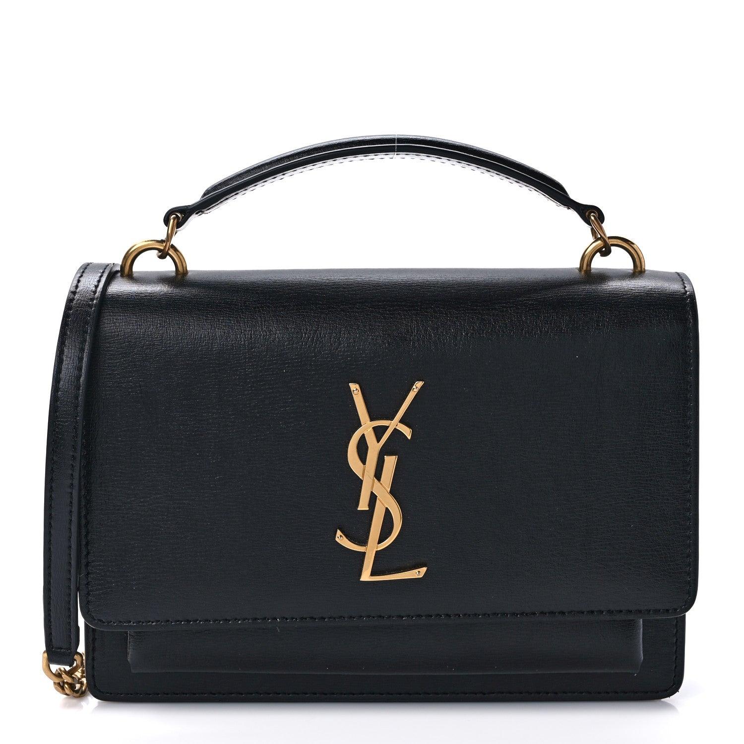 Saint Laurent Calfskin Monogram Sunset Chain Wallet Black 1 of 8