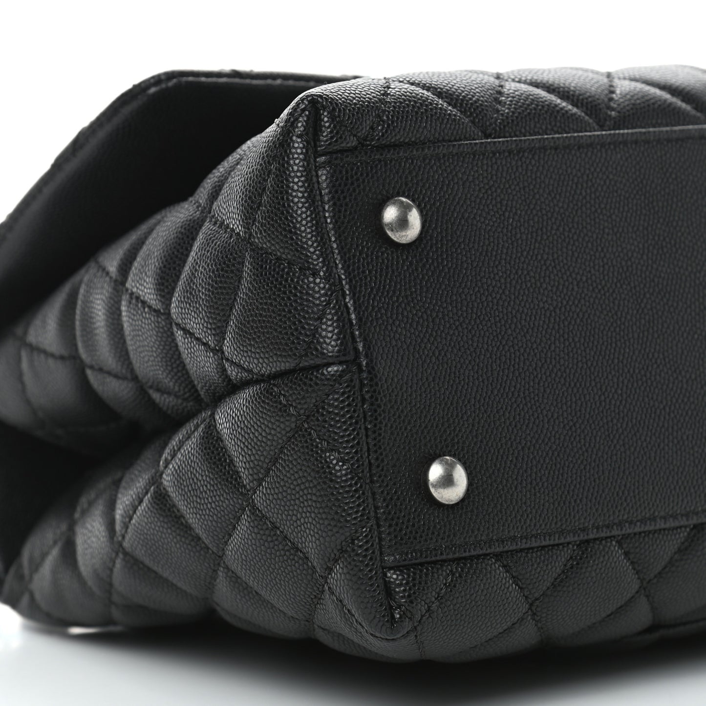 Caviar Lizard Quilted Small Coco Handle Flap Black