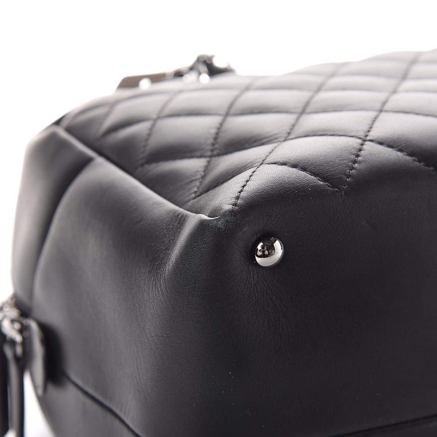 Calfskin Quilted Feather Weight Bowling Bag Black