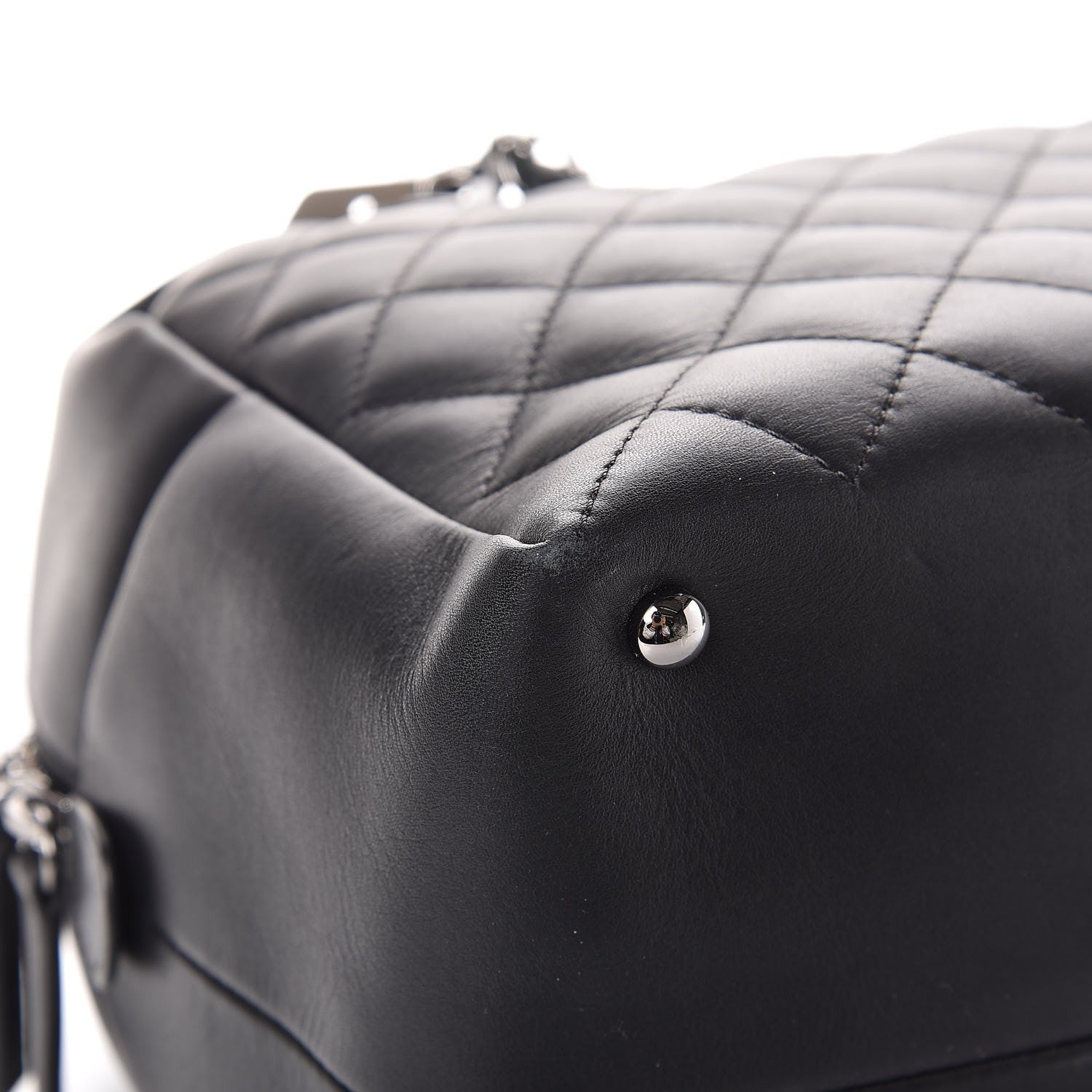 Chanel Calfskin Quilted Feather Weight Bowling Bag Black 10 of 13