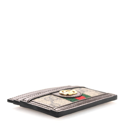 Gucci GG Supreme Monogram Textured Dollar Calfskin Ophidia Card Holder Beige Ebony New Acero 4 of 7