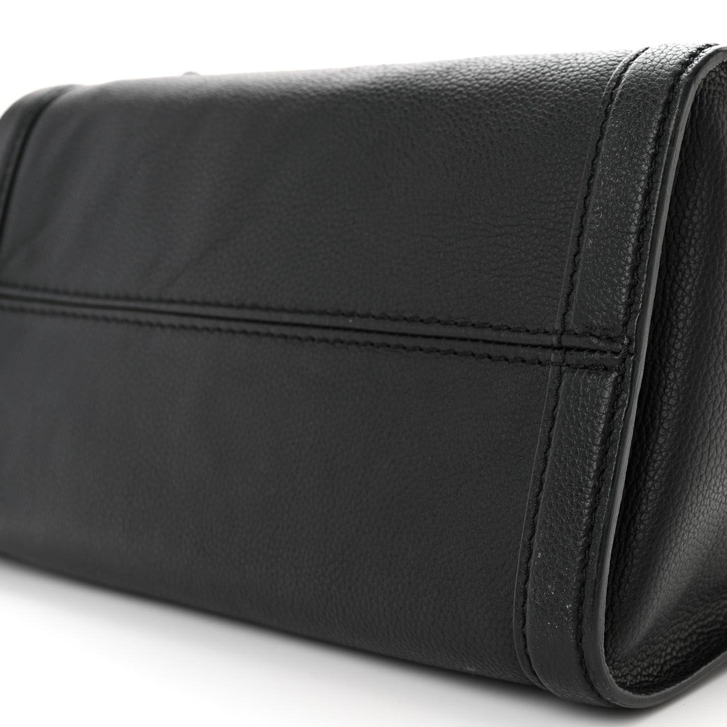Pebbled Calfskin Small Skull Padlock Zip Around Tote Black