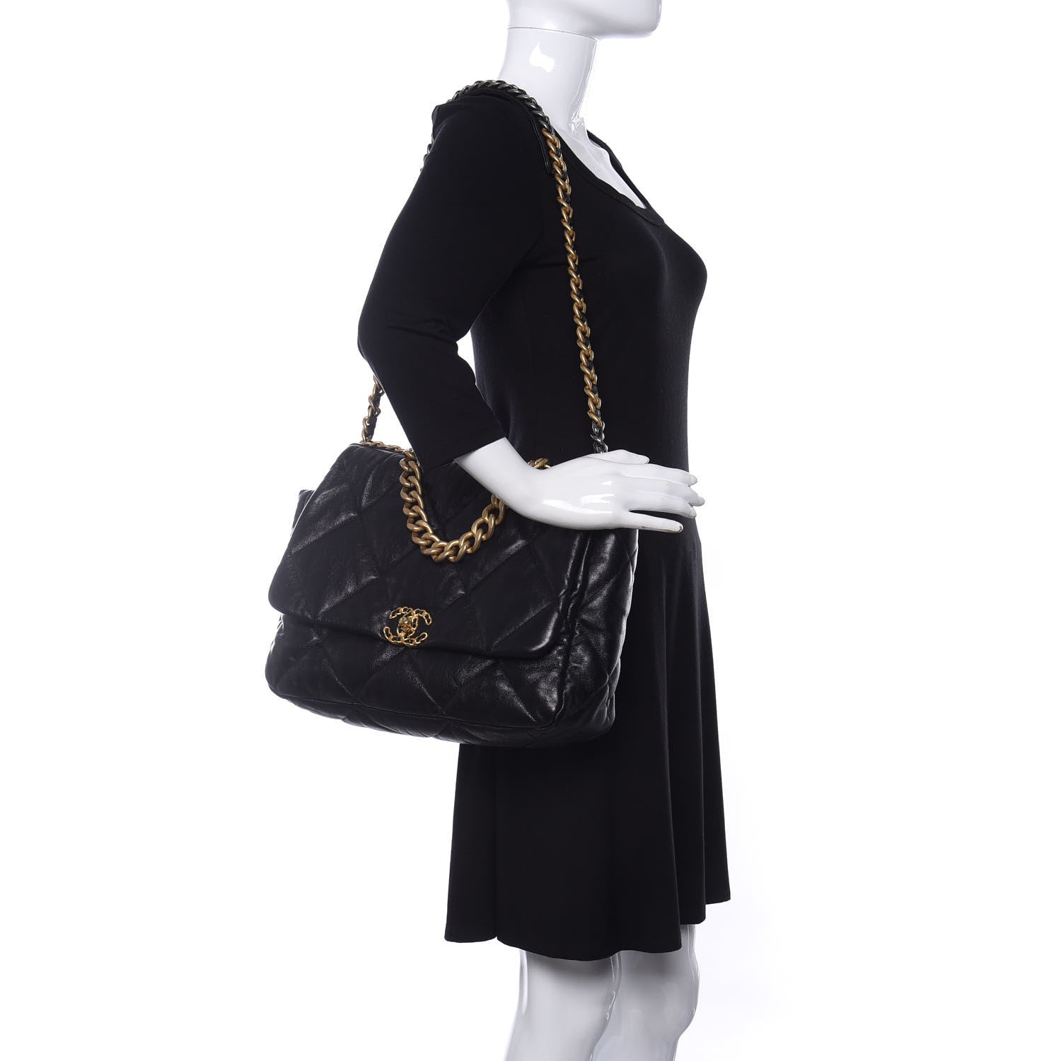 Chanel Lambskin Quilted Maxi Chanel 19 Flap Black 2 of 10