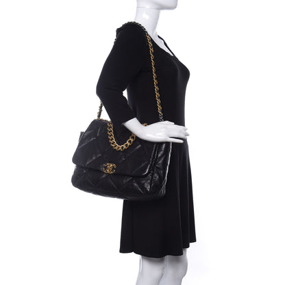 Chanel Lambskin Quilted Maxi Chanel 19 Flap Black 2 of 10