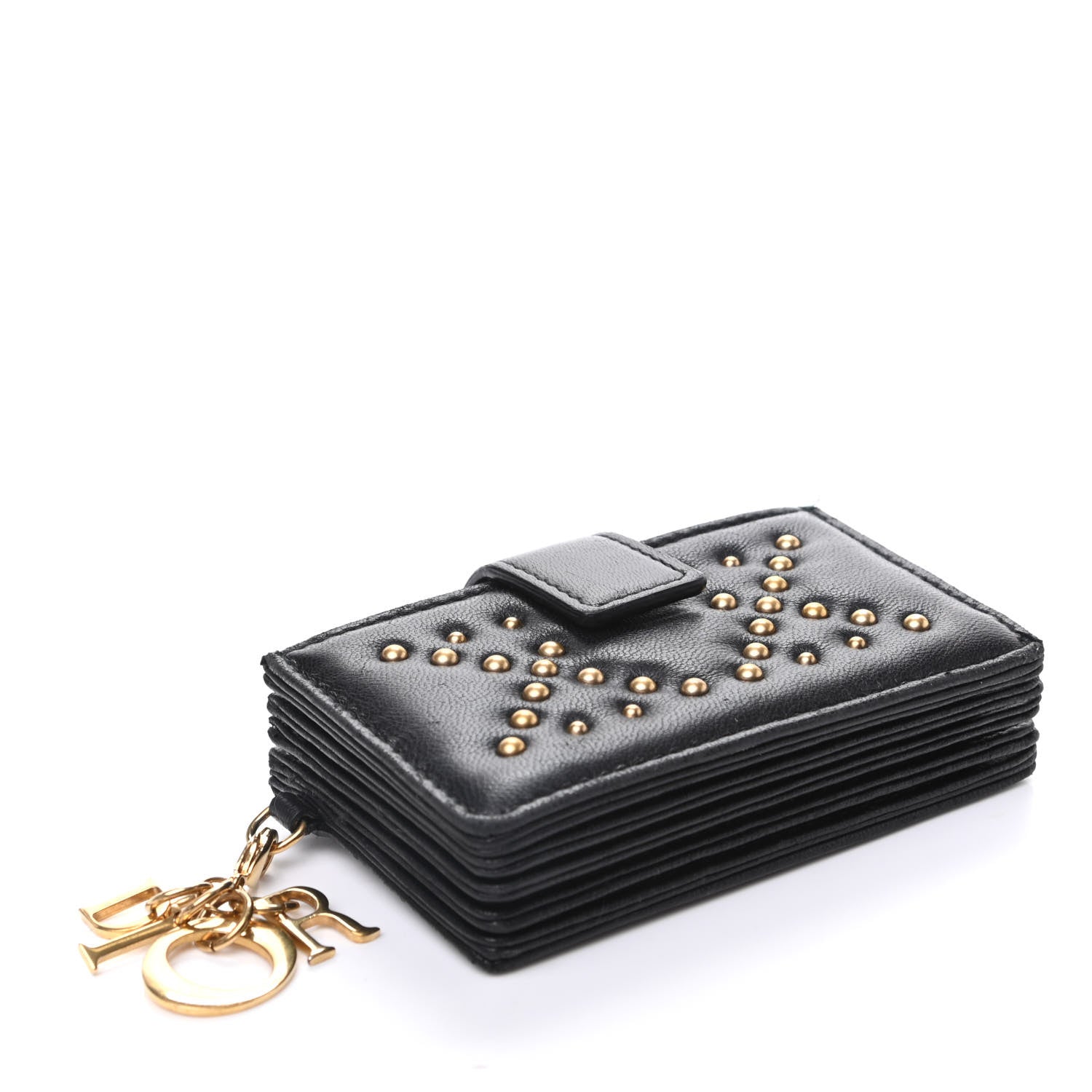 Christian Dior Lambskin Studded Cannage Lady Dior 5-Gusset Card Holder Black 4 of 11