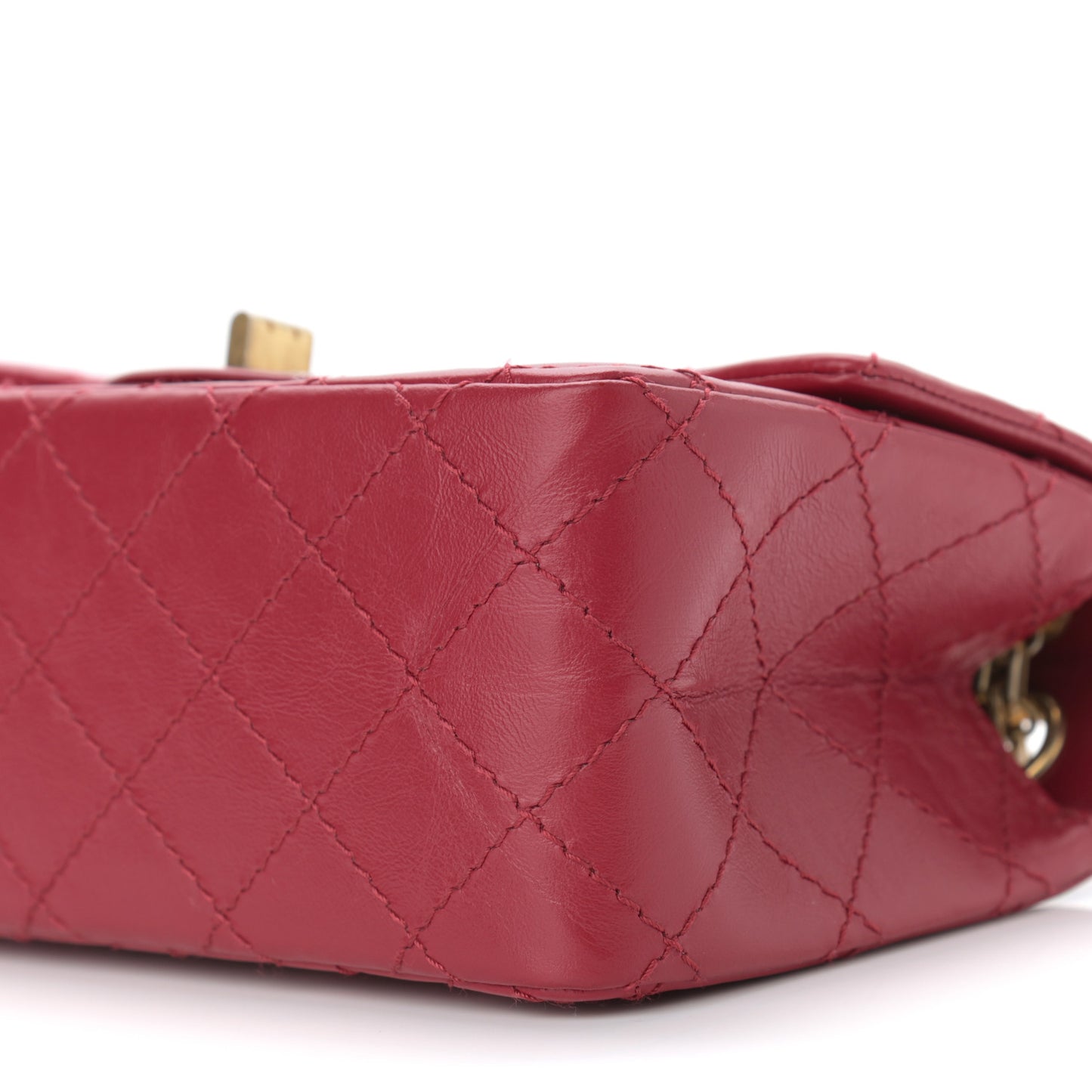 Aged Calfskin Quilted 2.55 Reissue Mini Flap Red