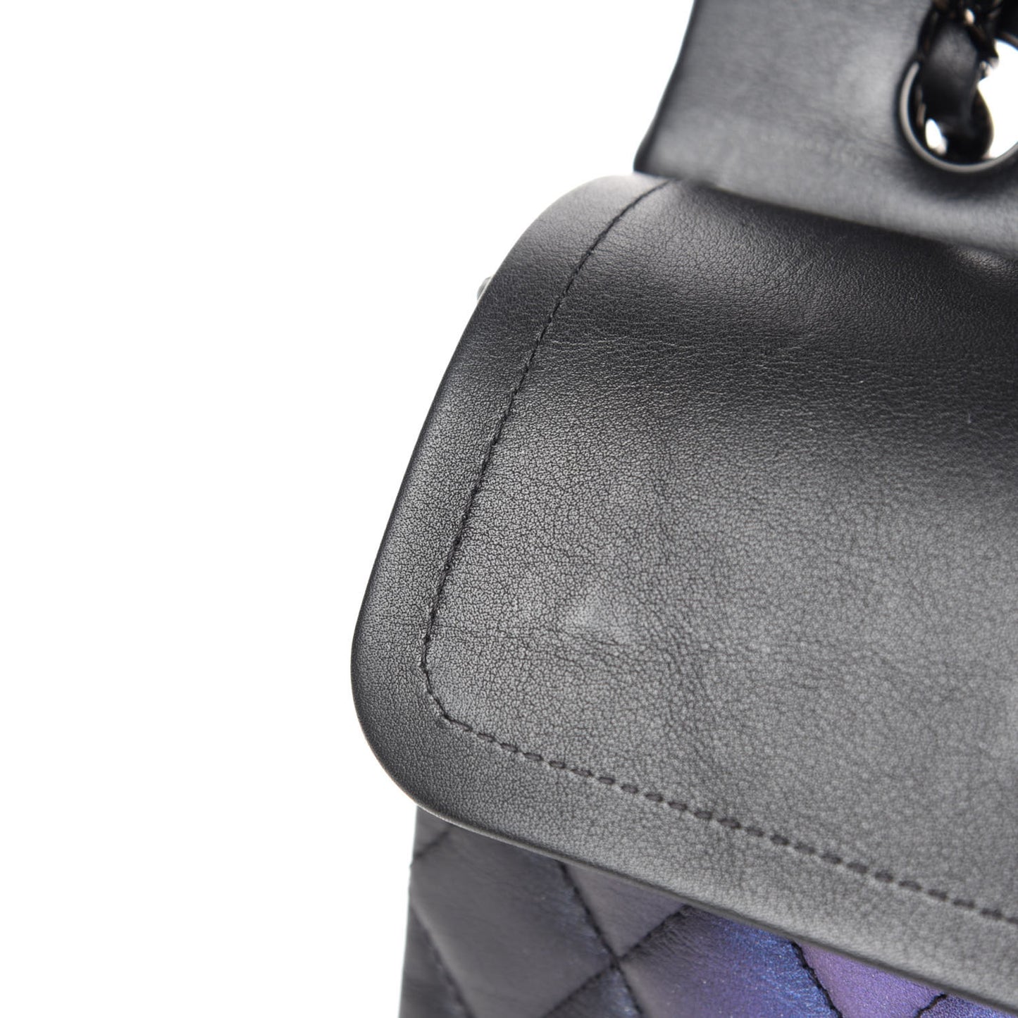 Calfskin Quilted Ombre Medium Double Flap Black