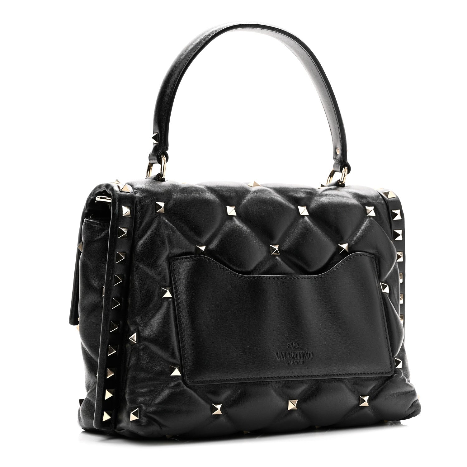 Valentino Garavani Lambskin VLTN Print Candystud Top Handle Bag