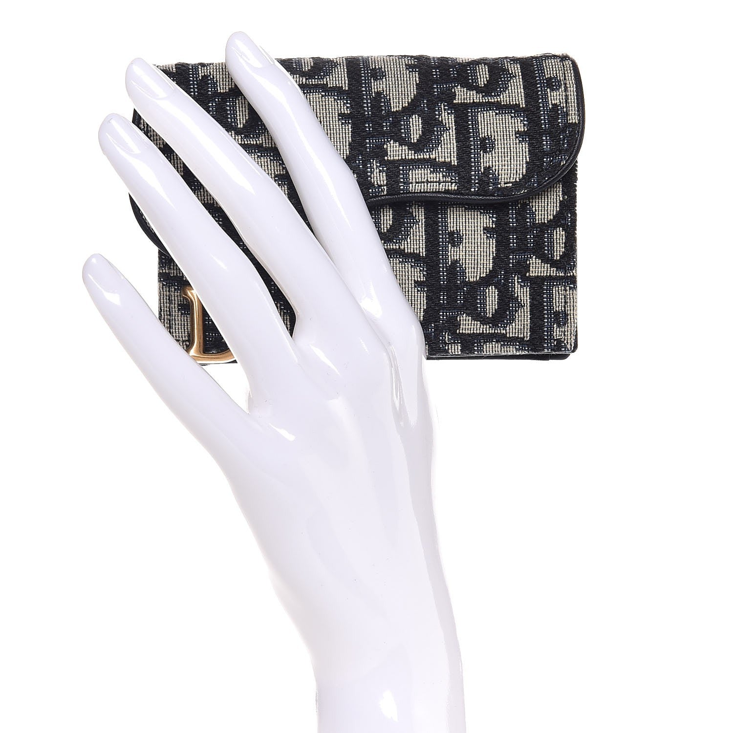 Christian Dior Oblique Saddle Card Holder Blue 2 of 8