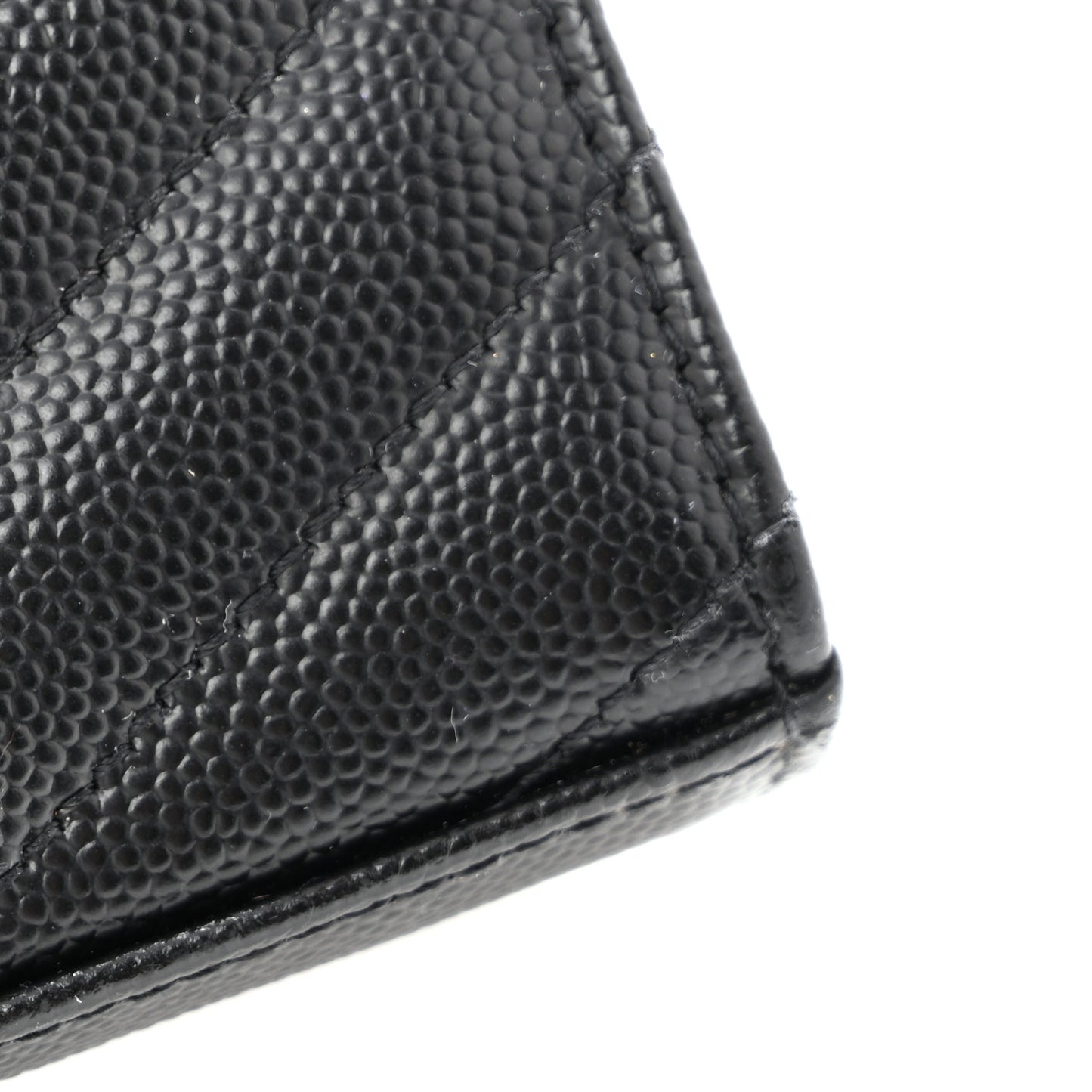 Grain De Poudre Matelasse Chevron Monogram Monochrome Envelope Chain Wallet Black