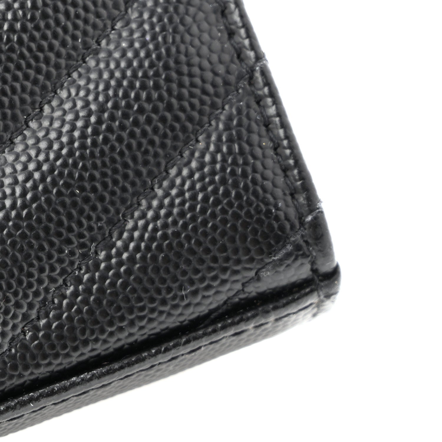 Saint Laurent Grain De Poudre Matelasse Chevron Monogram Monochrome Envelope Chain Wallet Black 13 of 14