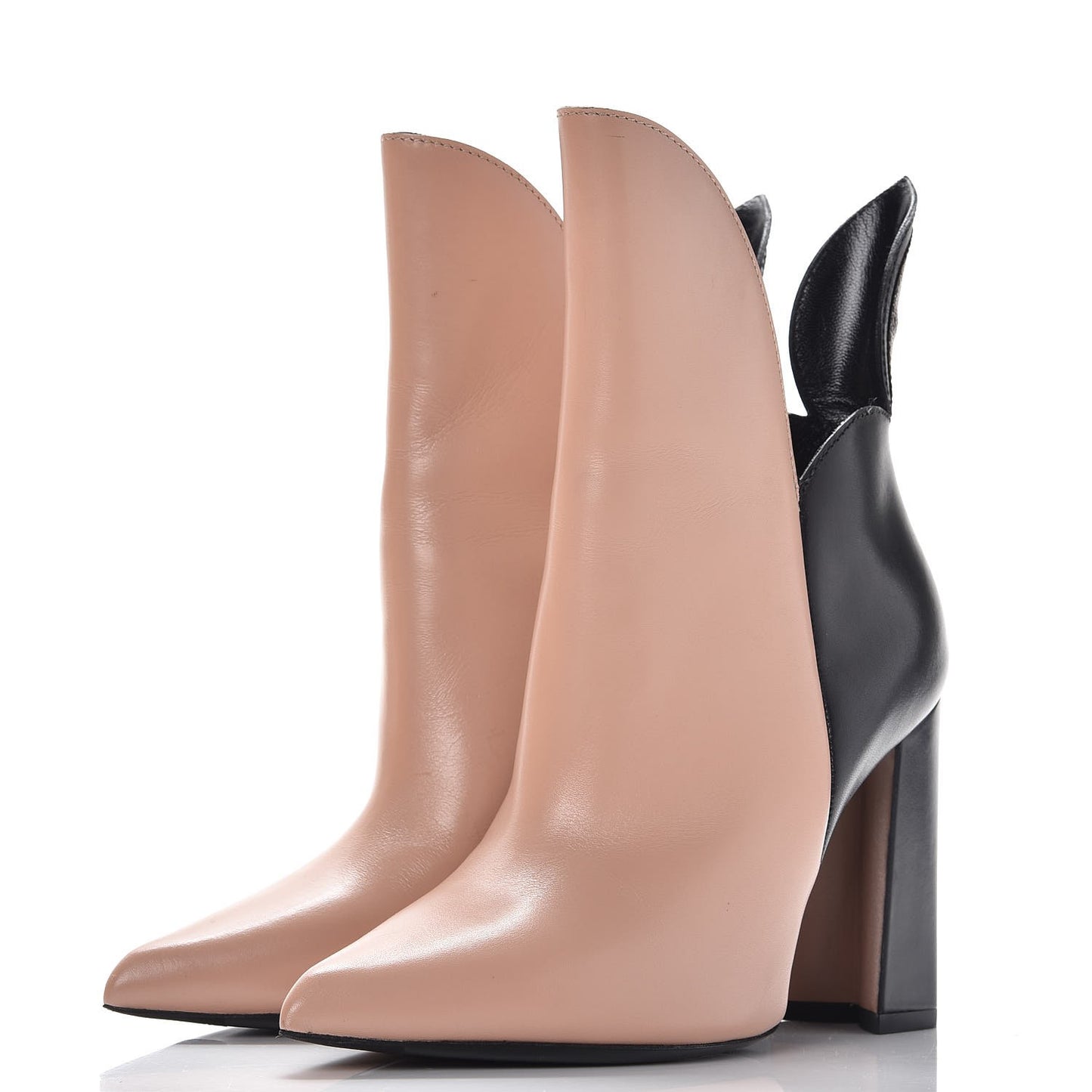 Calfskin Monogram Gamble Diva Ankle Boots 36 Black Nude