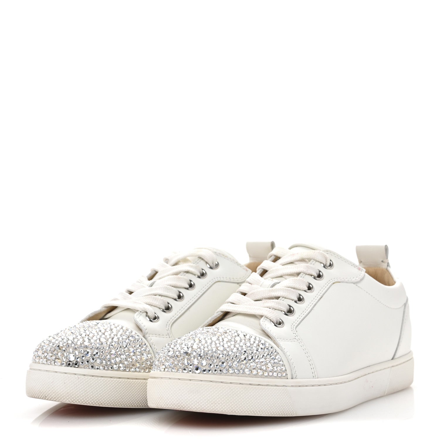 Christian Louboutin Calfskin Strass Junior Flat Sneakers 36.5 36.5 Version Latte 4 of 10