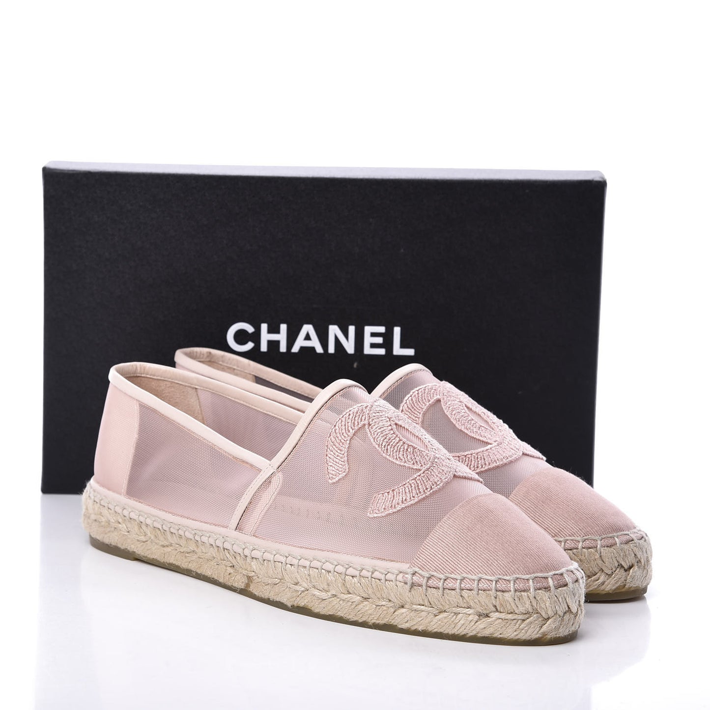 Mesh Grosgrain CC Espadrilles 42 Pink