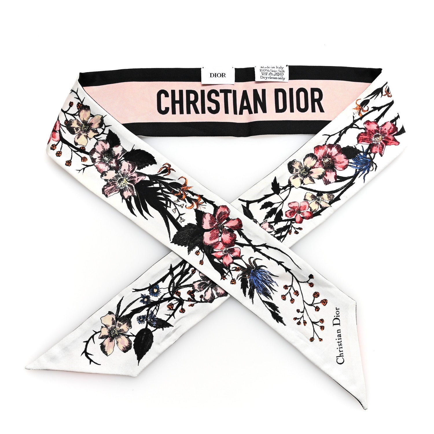 Christian Dior Silk Twill Cheetah Mitzah Scarf Black Pink Multicolor White Pink Multicolor 1 of 6