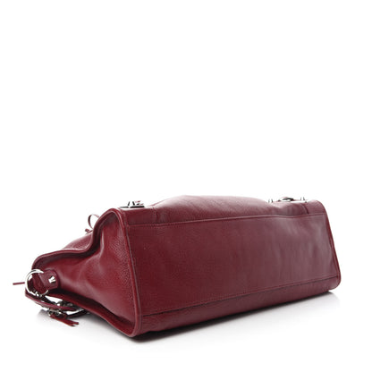 Balenciaga Chevre Silver Metallic Edge Hardware City Rouge Lie De Vin 4 of 10