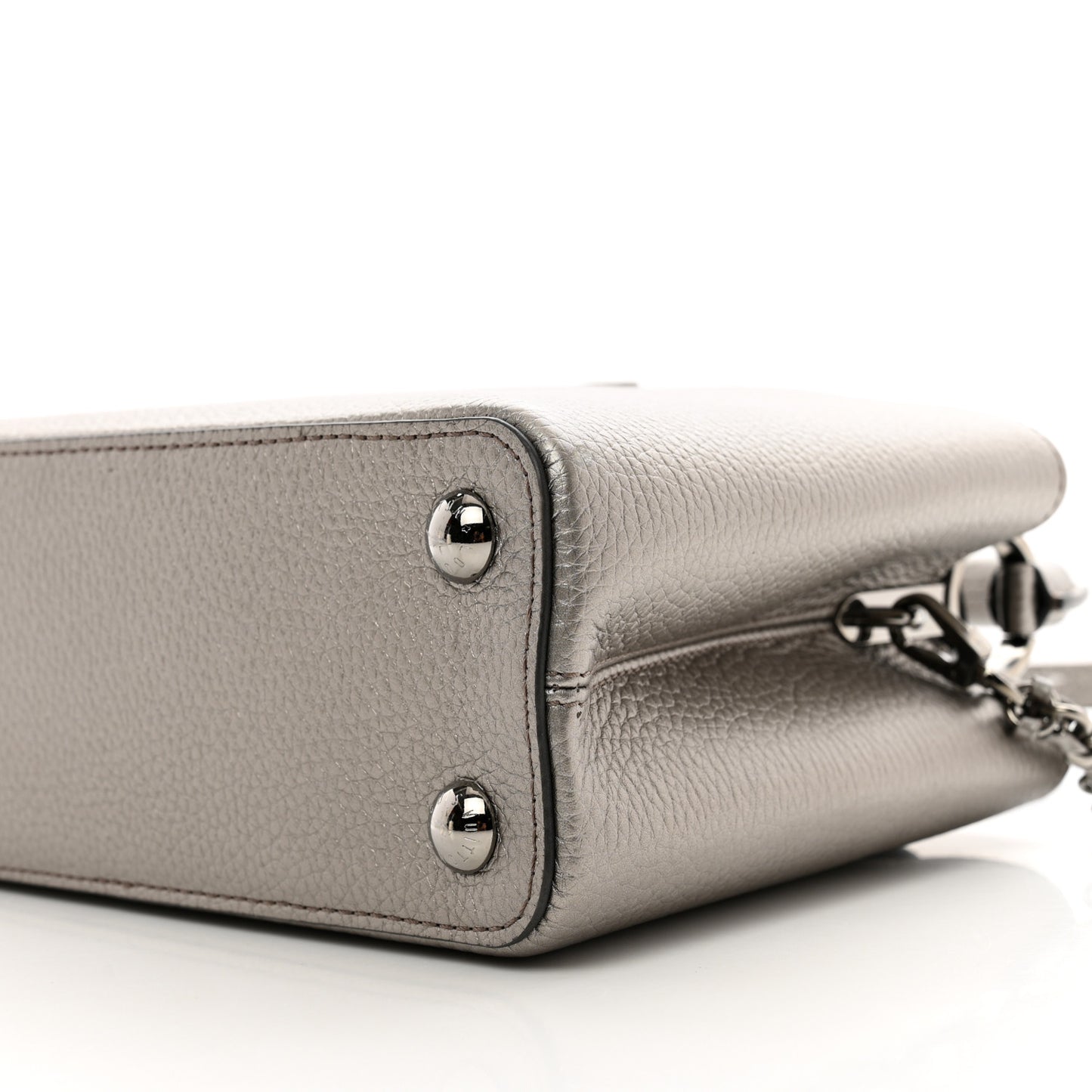 Metallic Calfskin Capucines BB Etain