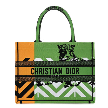Christian Dior Canvas Embroidered Medium Jungle Pop Book Tote Green Multicolor 1 of 9