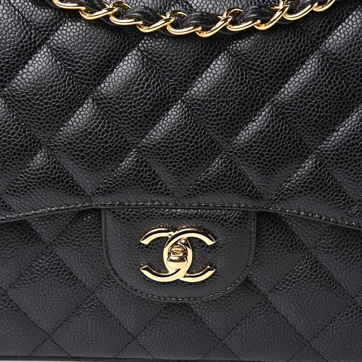 Caviar Quilted Jumbo Double Flap Black