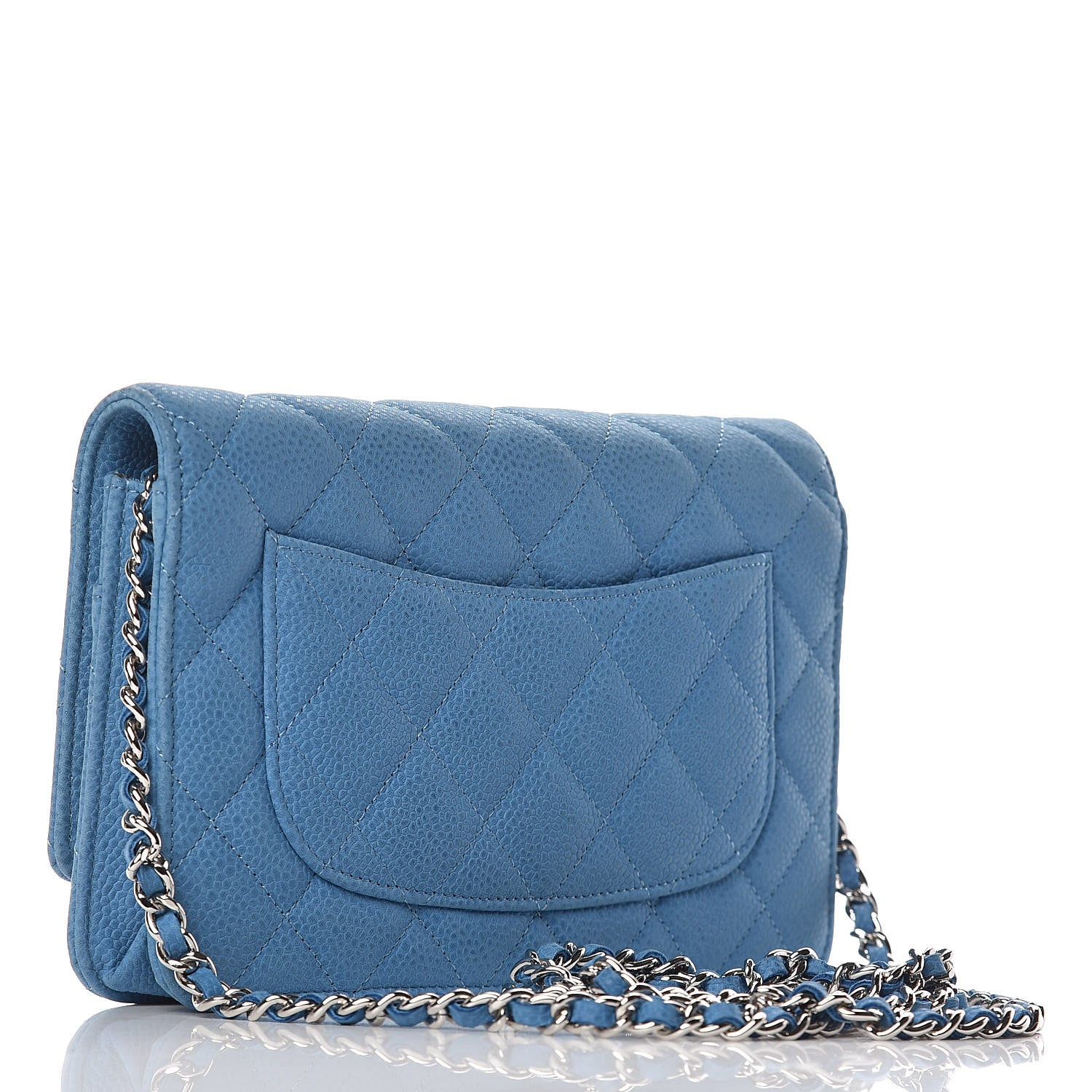 Chanel Iridescent Caviar Quilted Wallet On Chain WOC Blue 3 of 13