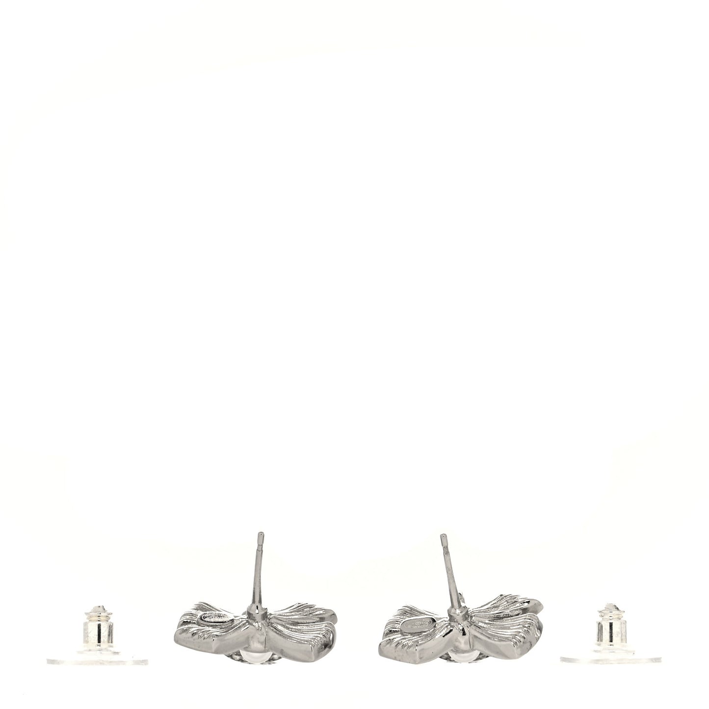 Crystal CC Bow Drop Earrings Silver