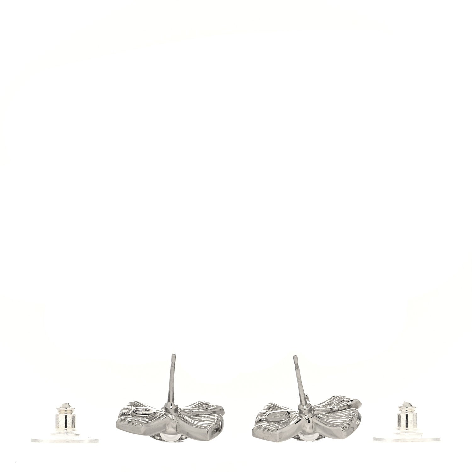 Chanel Crystal CC Bow Drop Earrings Silver 3 of 4