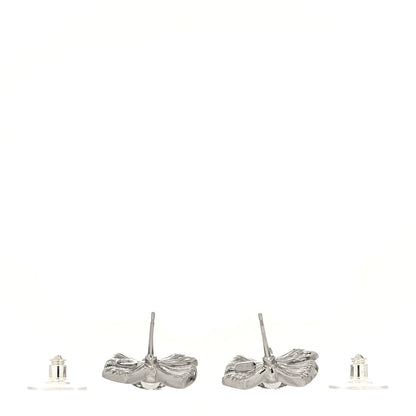 Chanel Crystal CC Bow Drop Earrings Silver 3 of 4