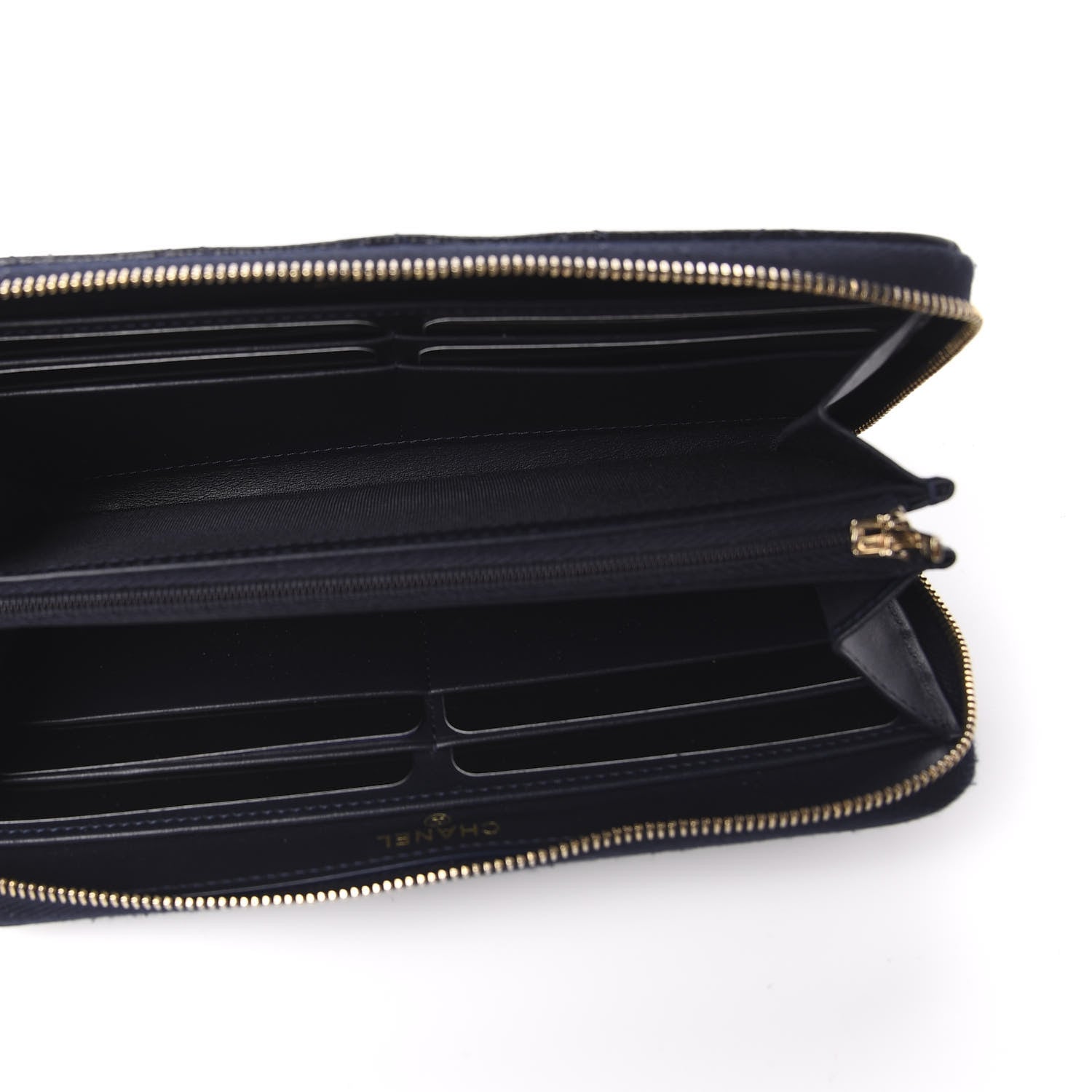 Chanel Caviar Quilted Large Gusset Zip Around Wallet Navy 5 of 11
