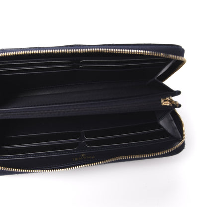 Chanel Caviar Quilted Large Gusset Zip Around Wallet Navy 5 of 11