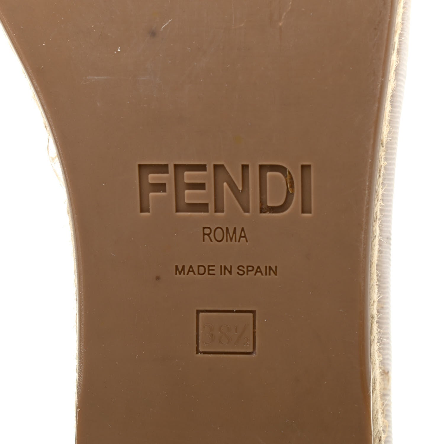 Fendi Nappa FF Embossed Espadrille Platform Sandals 38.5 Snow 7 of 8