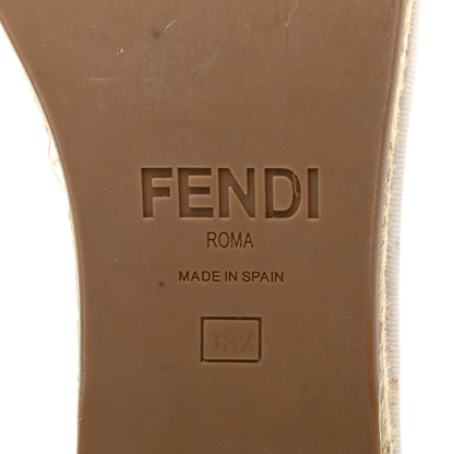Fendi Nappa FF Embossed Espadrille Platform Sandals 38.5 Snow 7 of 8