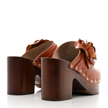 Chanel Calfskin Camellia Clogs 37 Brown 4 of 8