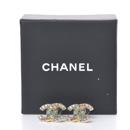 Chanel Crystal Over The Rainbow CC Earrings Gold Multicolor 5 of 5