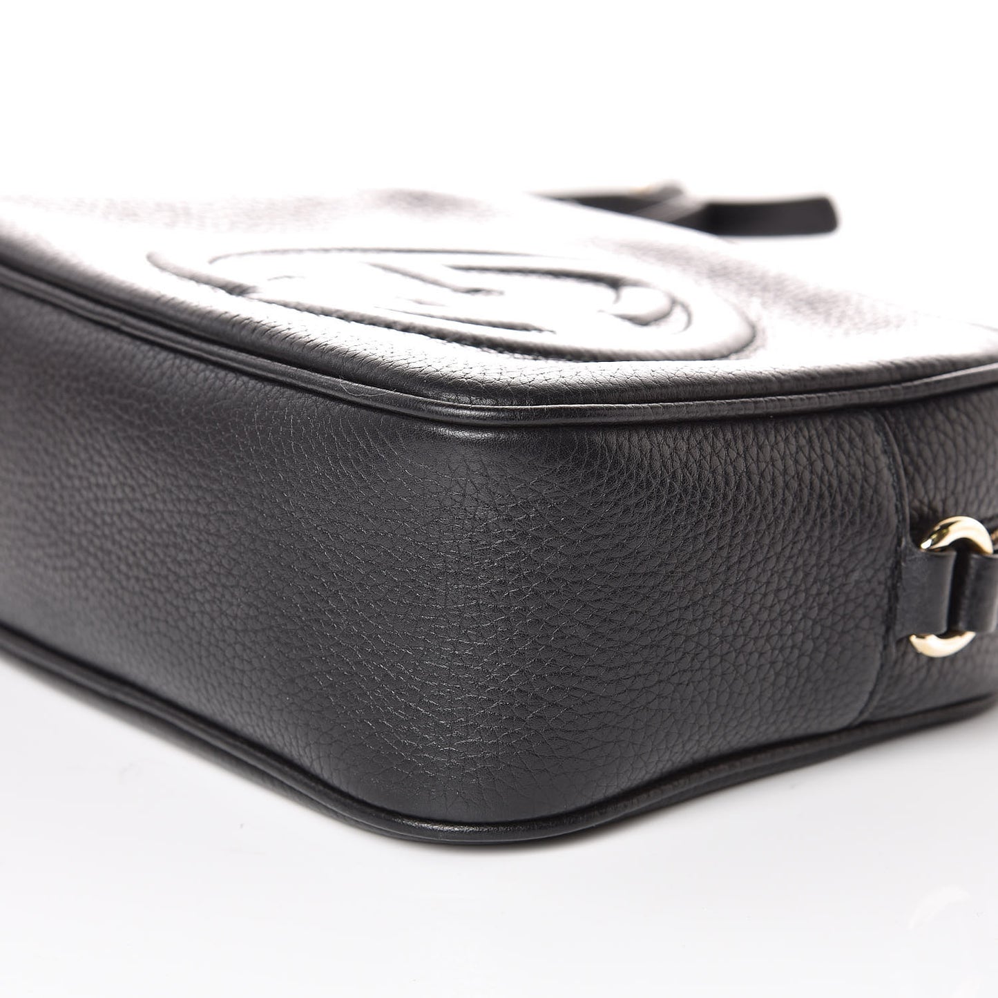 Pebbled Calfskin Small Soho Disco Bag Black
