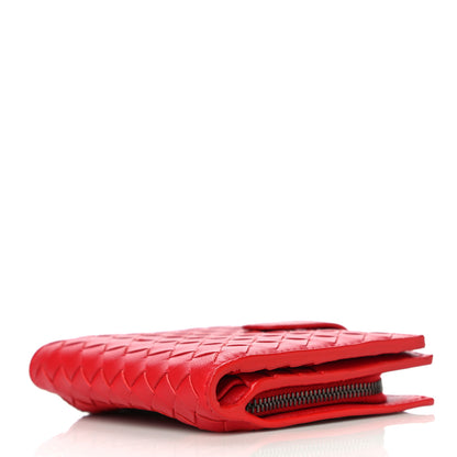 Bottega Veneta Nappa Intrecciato French Compact Wallet Bright Red 4 of 11