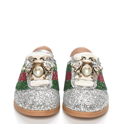 Gucci Glitter Fabric Web Falacer Sneakers 39 Silver 2 of 9
