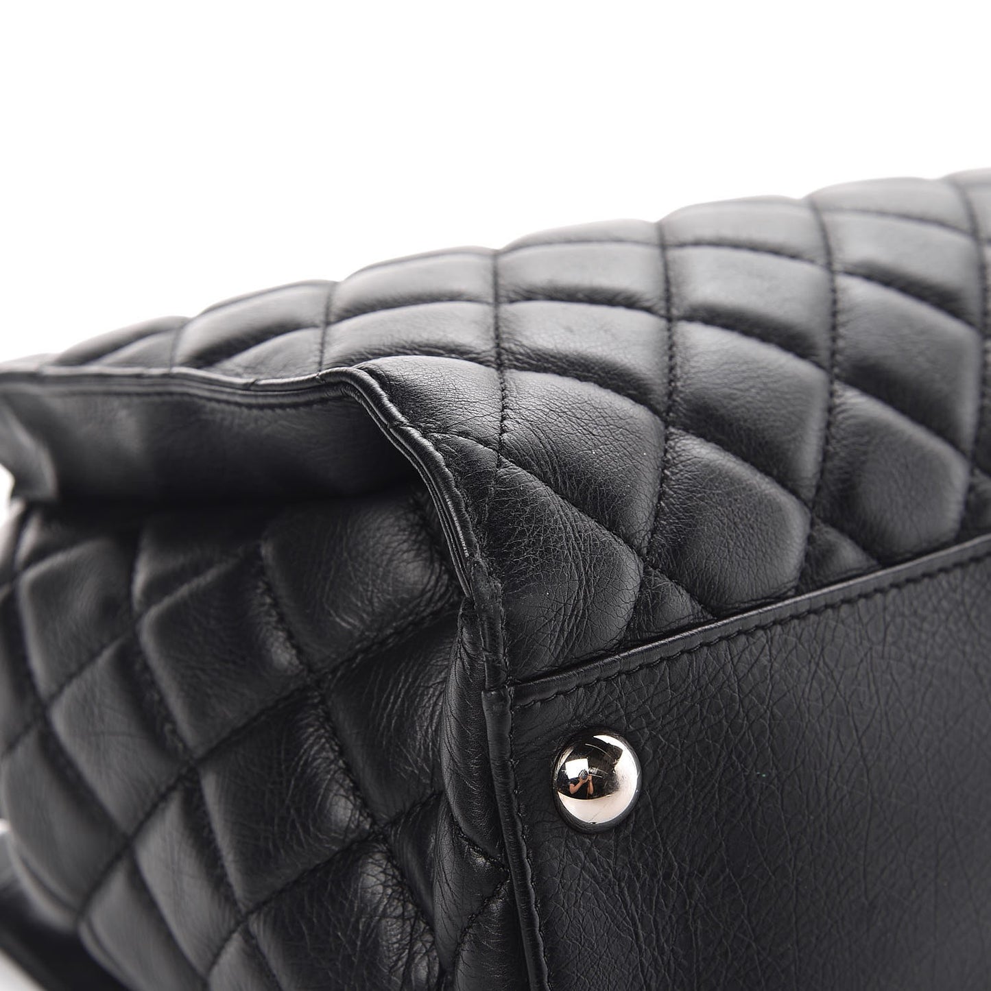 Calfskin Quilted Small Chic and Soft Shopping Tote Black