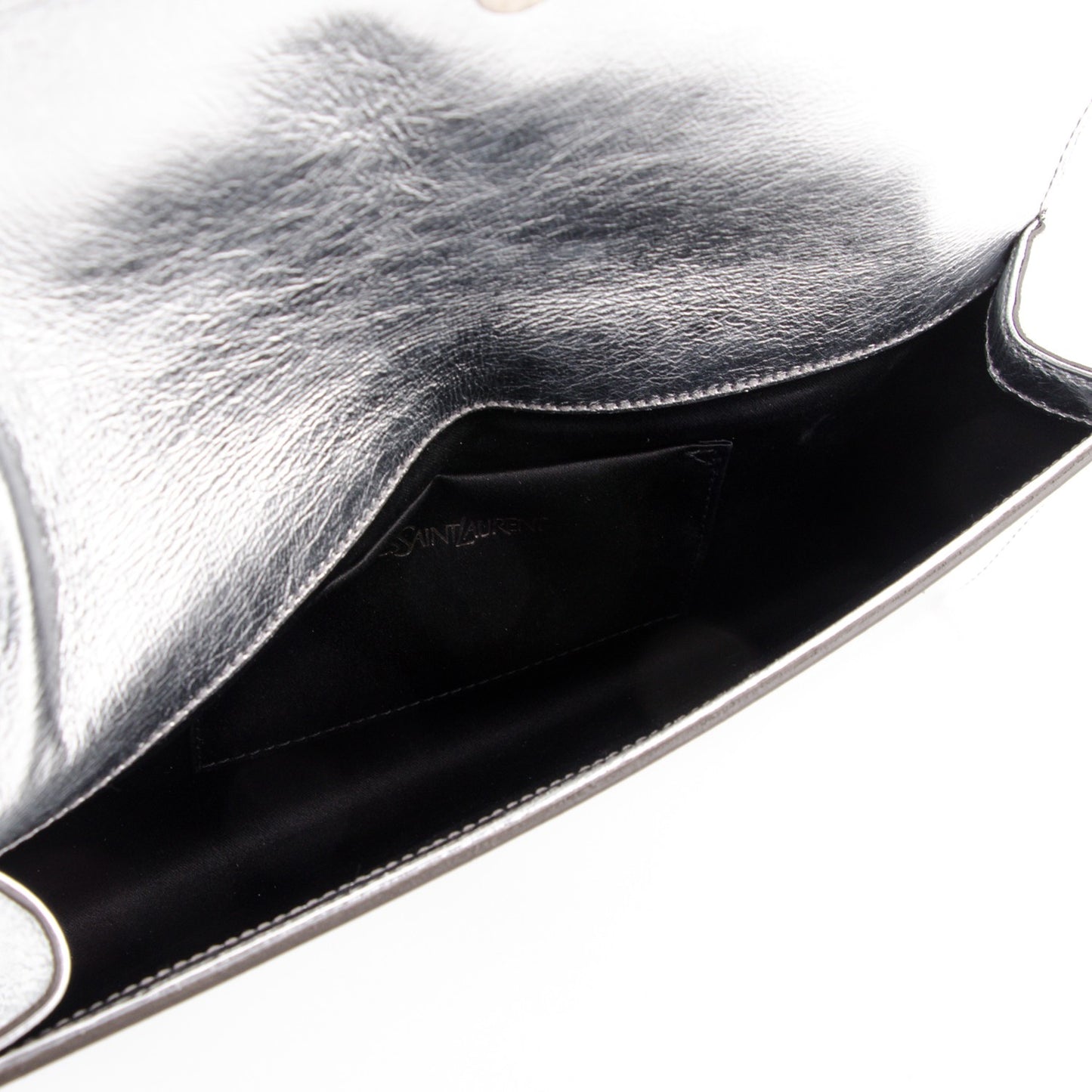 Metallic Textured Calfskin Small Belle De Jour Clutch Silver